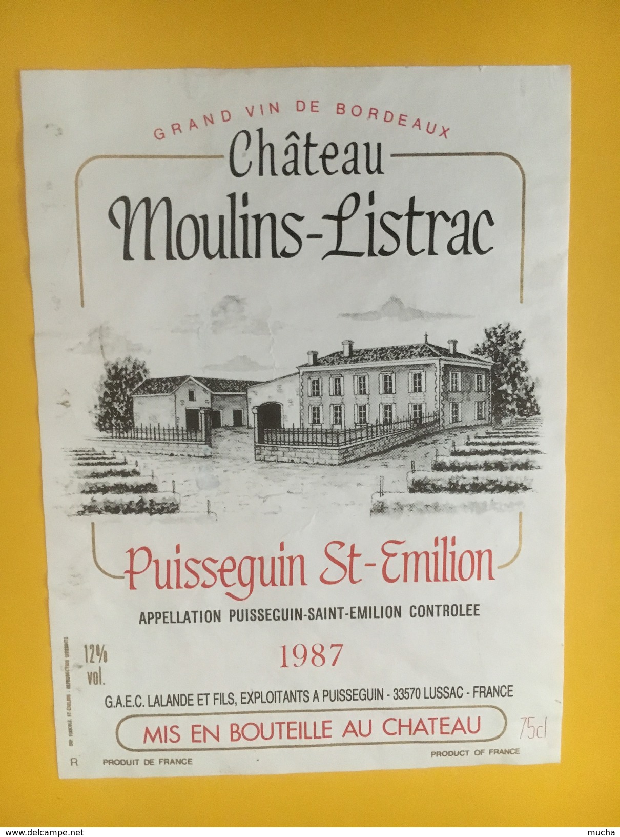 4803 - Château Moulins-Listrac 1987 Puisseguin St-Emilion - Bordeaux