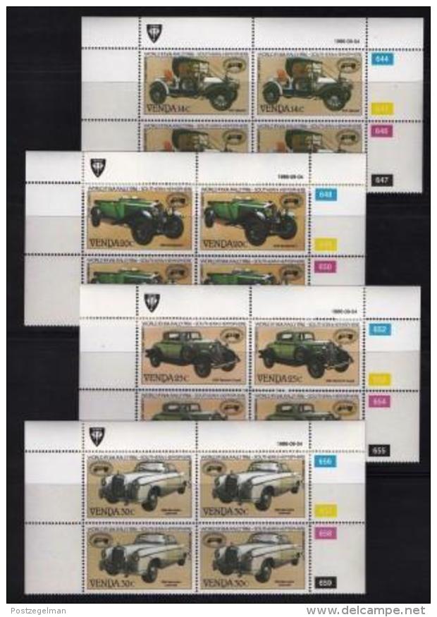 VENDA, 1986, Mint Never Hinged Stamps In Control Blocks, MI 146-149, Veteran Cars, X332 - Venda