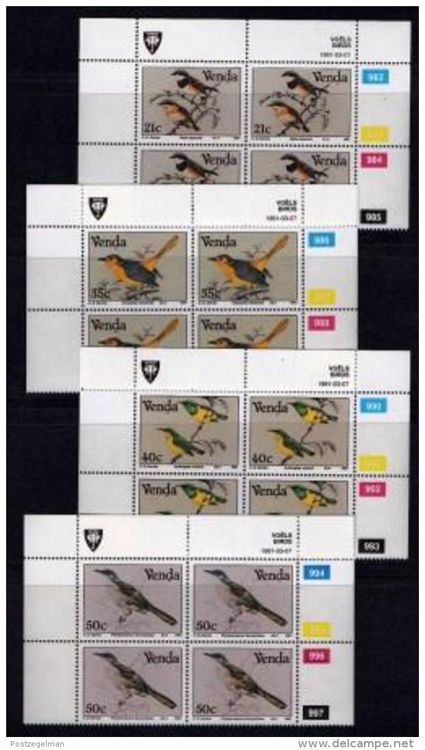 VENDA, 1991, Mint Never Hinged Stamps In Control Blocks, MI  217-220, Birds Of Venda, X352 - Venda