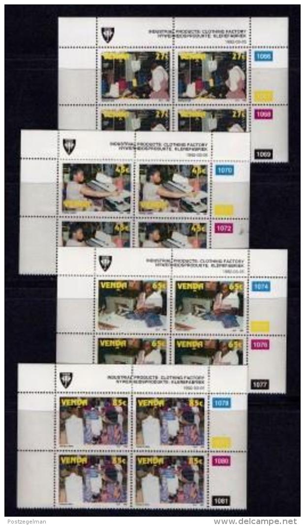 VENDA, 1992, Mint Never Hinged Stamps In Control Blocks, MI  233-236,  Clothing Factory, X356 - Venda