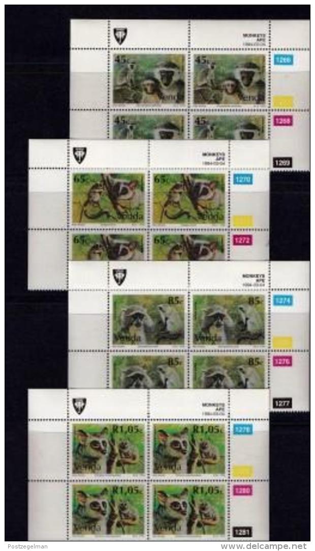 VENDA, 1994, Mint Never Hinged Stamps In Control Blocks, MI  270-273, Monkeys,  X365 - Venda