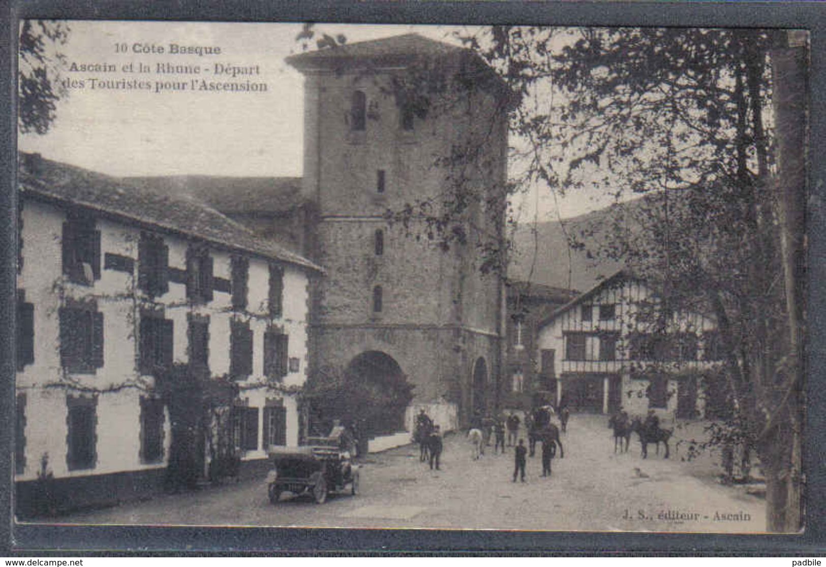 Carte Postale 64. Ascain Et La Rhune Départ Des Touristes Pour L'ascension  Trés Beau Plan - Ascain