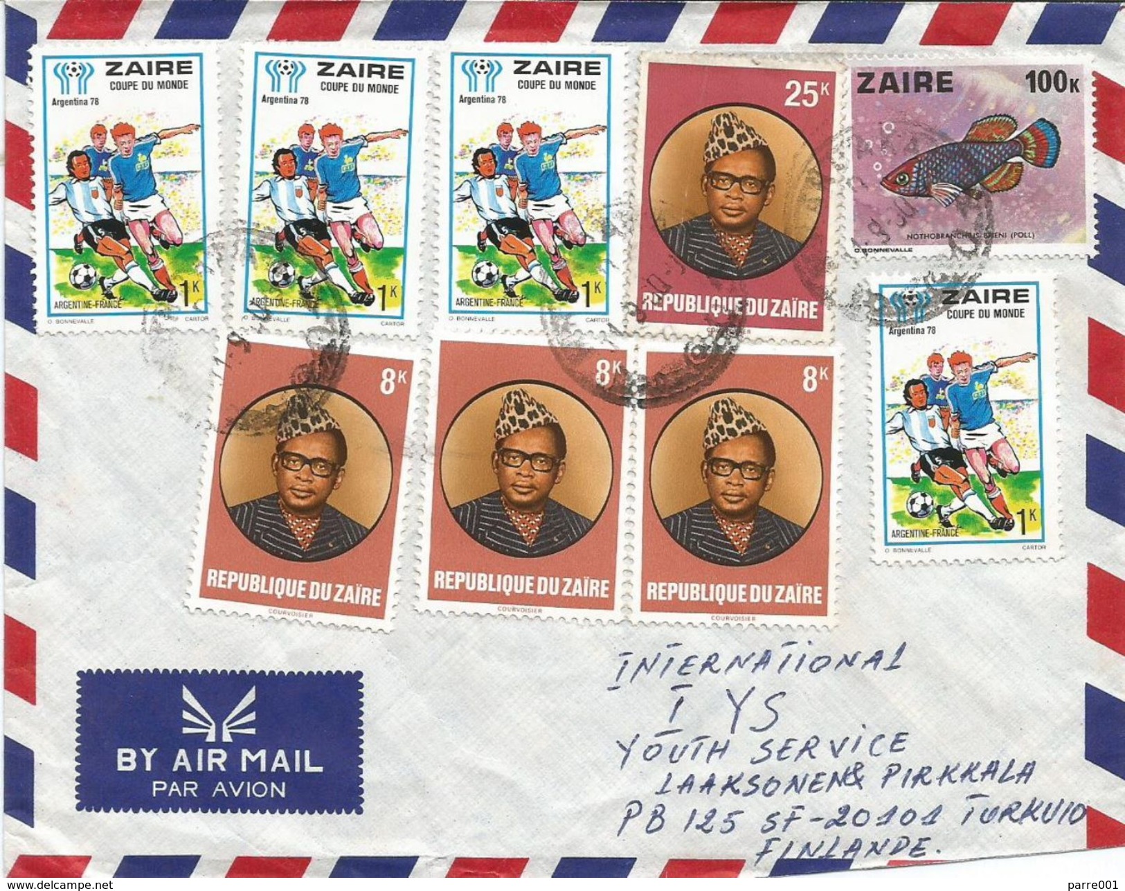 Zaire Congo 1980 Bandaka World Cup Football Argentina 1k President Mobutu Fish Cover - Oblitérés