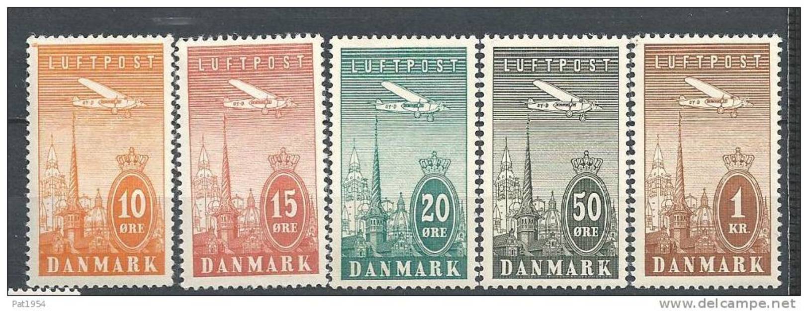 Danemark 1934 Poste Aérienne N° 6/10 Neufs** MNH - Posta Aerea