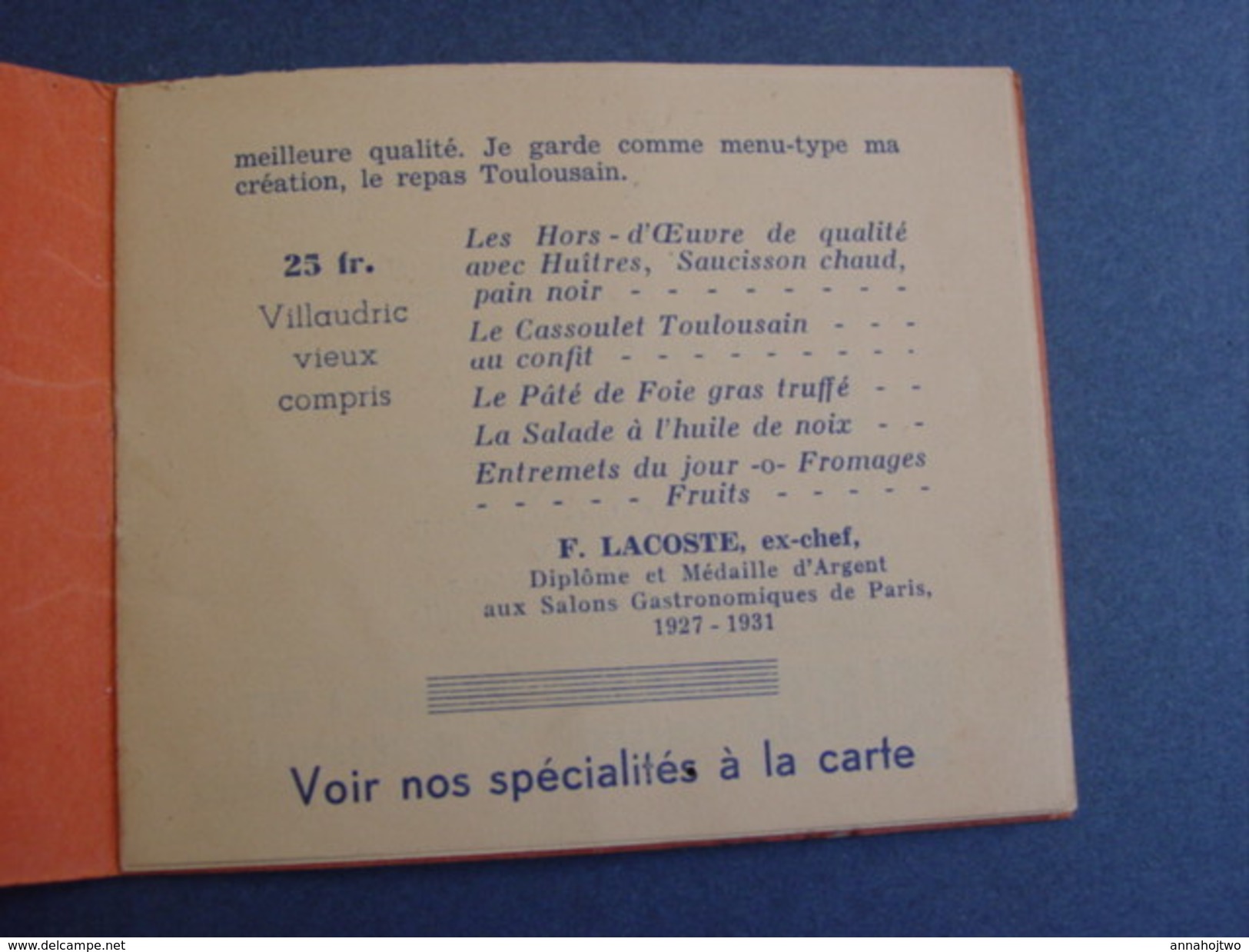 Toulouse "Restaurant De La Paix / Le Temple Des Gourmets,pl.du Capitole /Carnet  Avec Publicités & Menus -hiver 1933-34. - Menus