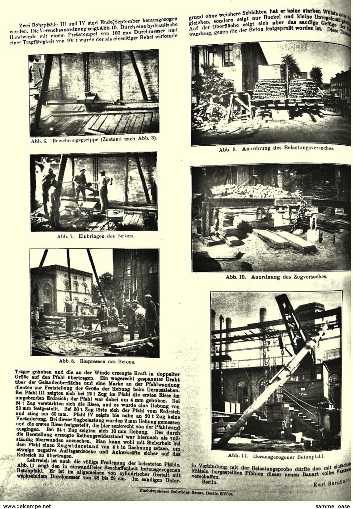 1920er / 1930er Jahre : Betonpfahl / Bettonrammpfahl / Bohrpfähle  -  Technische Pläne + Beschreibungen / Bilder - Architecture