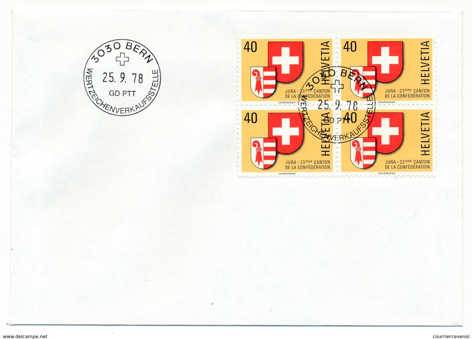 SUISSE - 2 Enveloppes FDC - Blason Du Jura, 23eme Canton De La Confédération - 1978 (Berne) - FDC