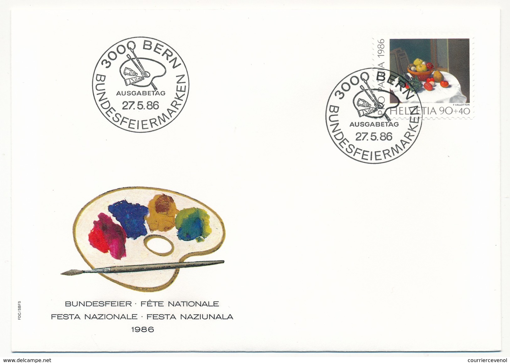 SUISSE - 5 Enveloppes FDC - Fête Nationale - Pro Patria 1986 ( Tableaux ) - Bern - 27/5/1986 - FDC