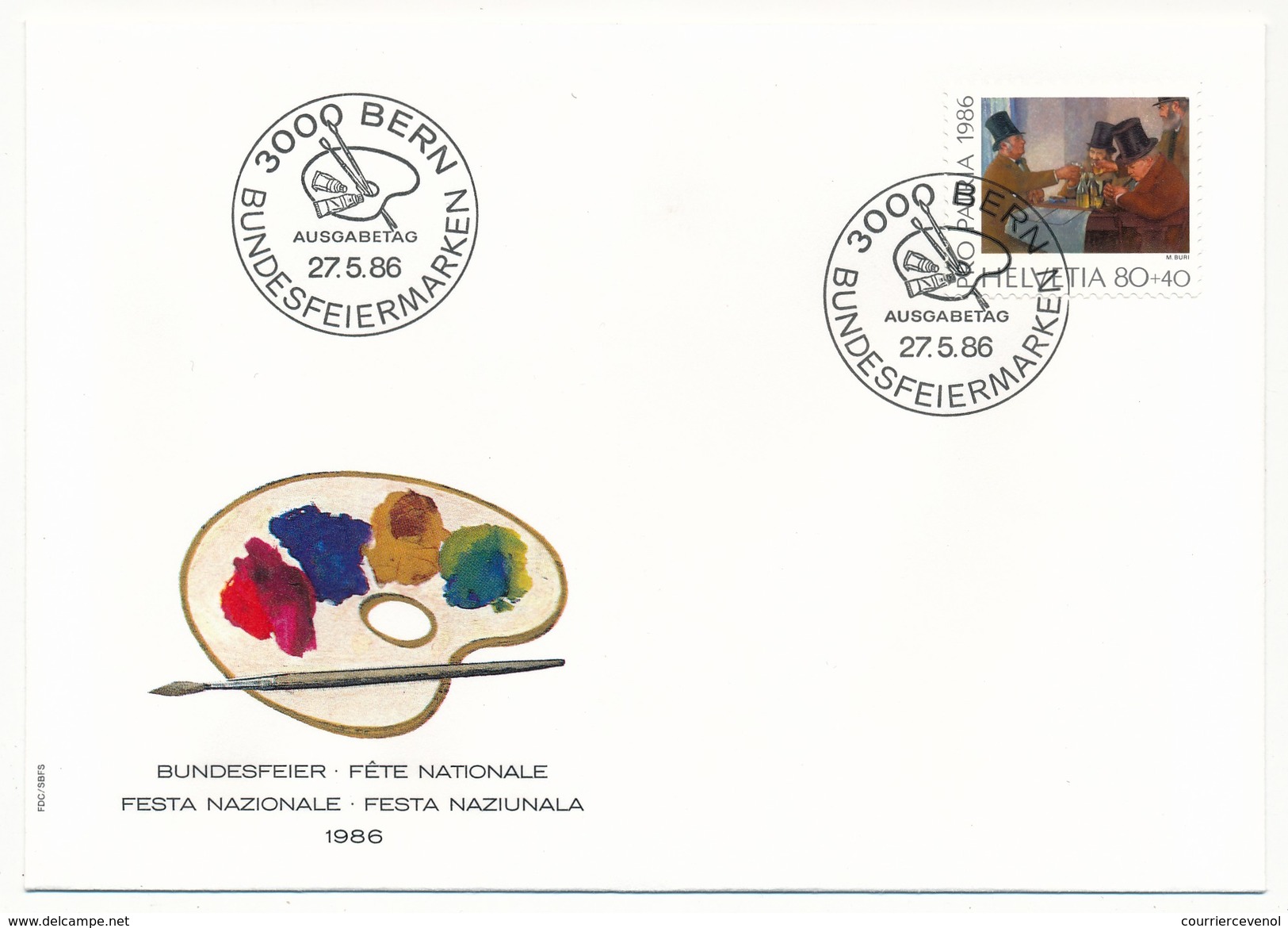 SUISSE - 5 Enveloppes FDC - Fête Nationale - Pro Patria 1986 ( Tableaux ) - Bern - 27/5/1986 - FDC