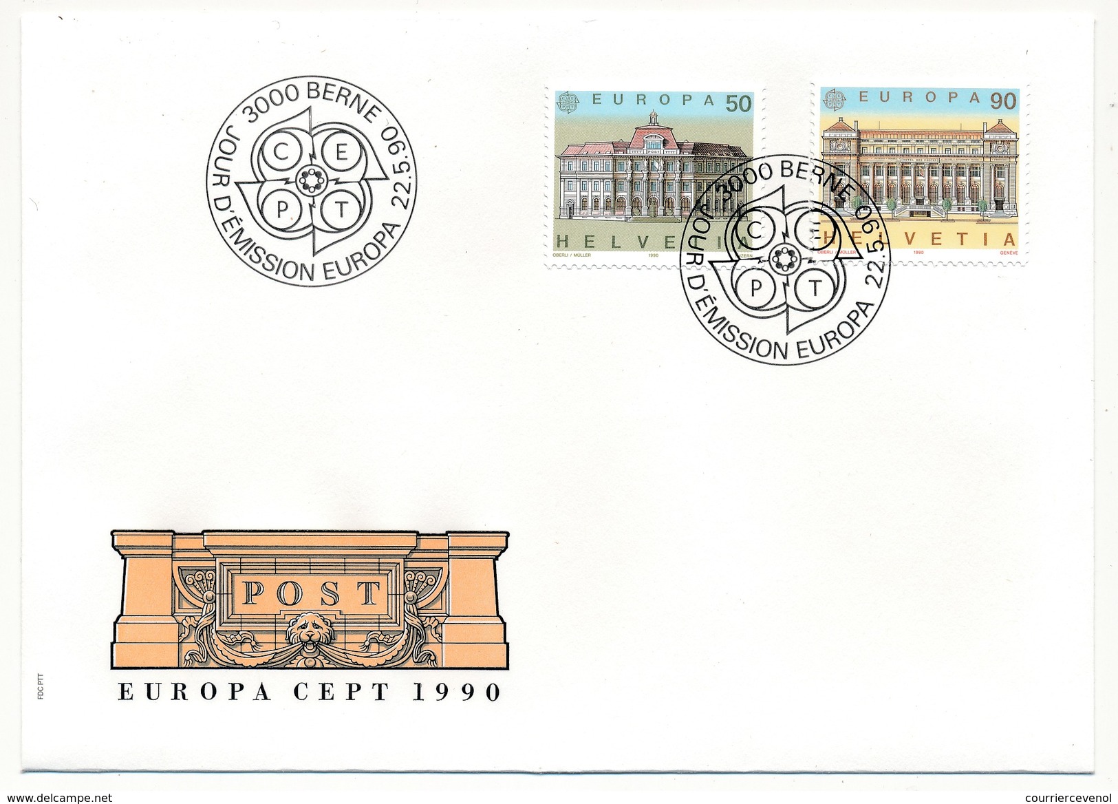 SUISSE -  3 Enveloppes FDC - EUROPA 1990 - Berne 22/05/1990 - FDC