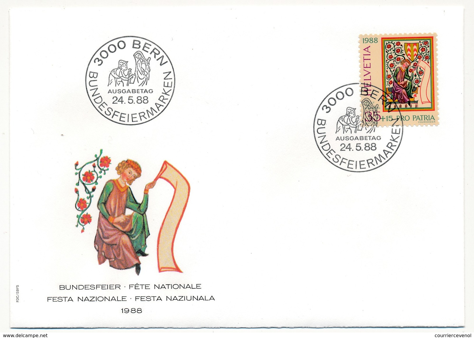 SUISSE - 5 Enveloppes FDC - Fête Nationale 1988 (Pro Patria) - BERN 24/5/1988 - Officials