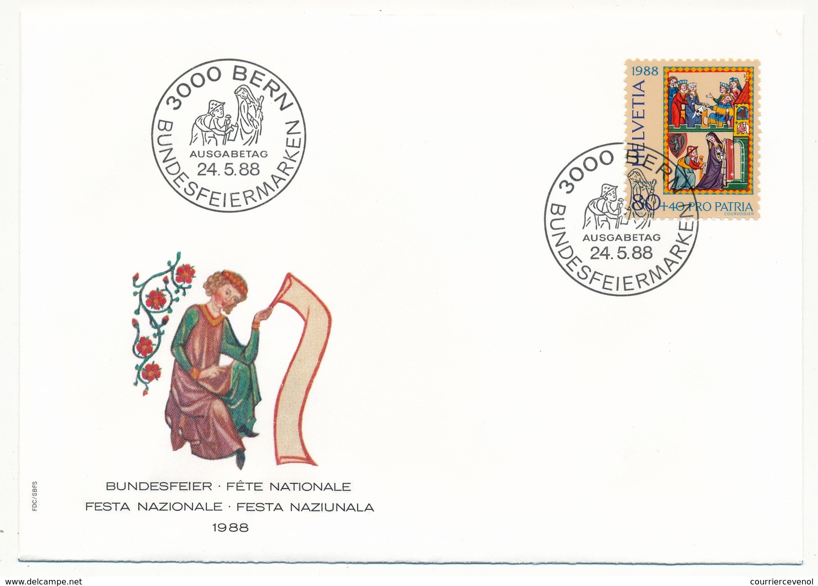 SUISSE - 5 Enveloppes FDC - Fête Nationale 1988 (Pro Patria) - BERN 24/5/1988 - Dienstmarken