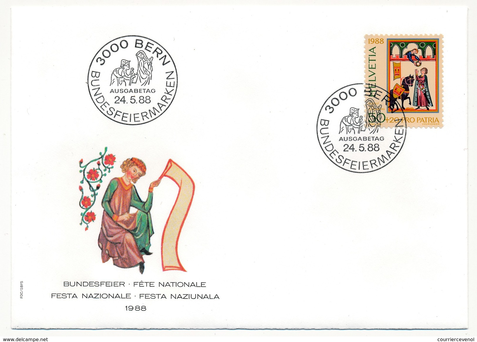 SUISSE - 5 Enveloppes FDC - Fête Nationale 1988 (Pro Patria) - BERN 24/5/1988 - Service