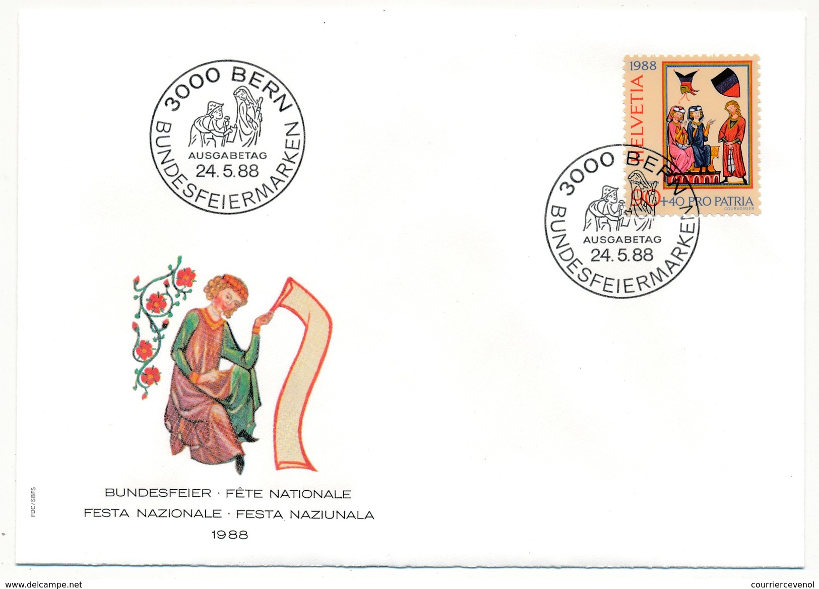 SUISSE - 5 Enveloppes FDC - Fête Nationale 1988 (Pro Patria) - BERN 24/5/1988 - Officials