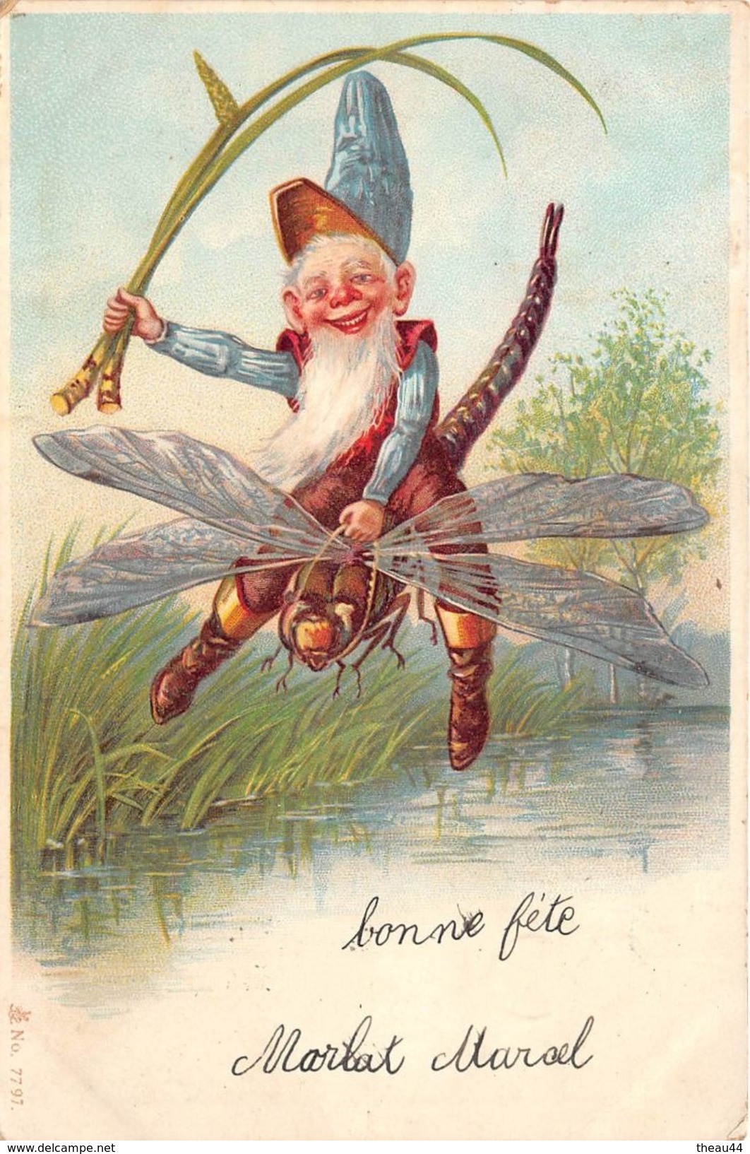 ¤¤  -  Illustrateur   -  Lutin à Cheval Sur Une Libéllule , Voyagée En 1904  -  Nain , Insecte   -  ¤¤ - 1900-1949