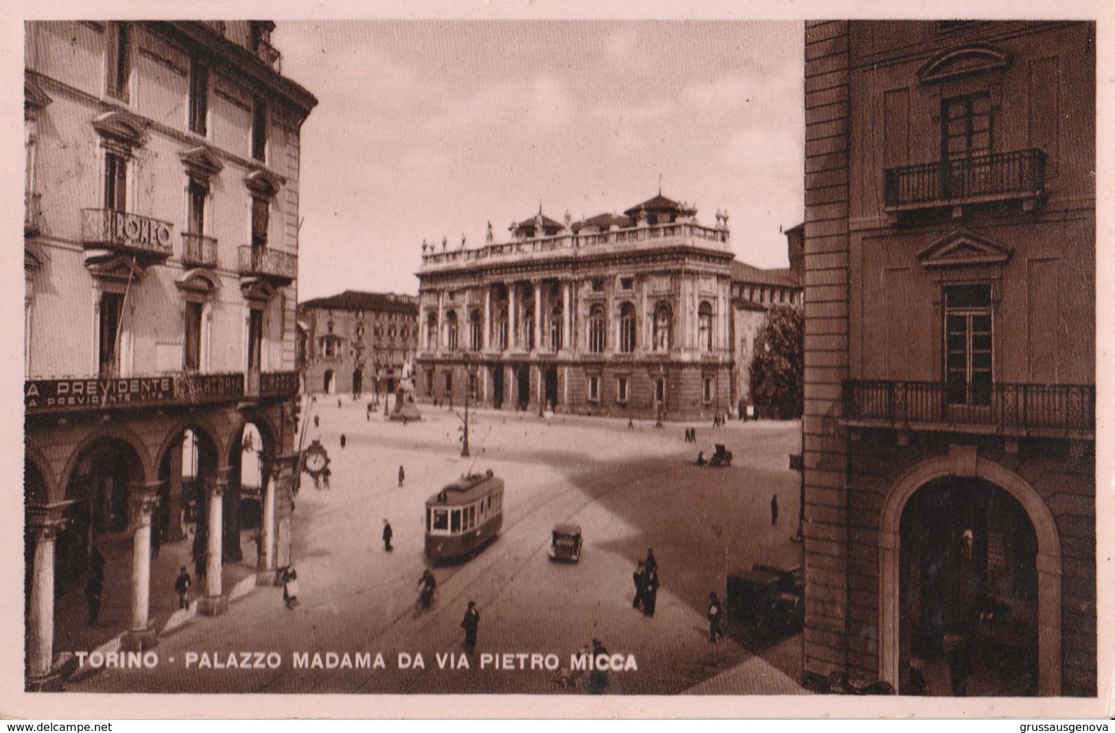 12621) TORINO PALAZZO MADAMA VISTO DA VIA PIETRO MICCA VIAGG 1949 - Palazzo Madama