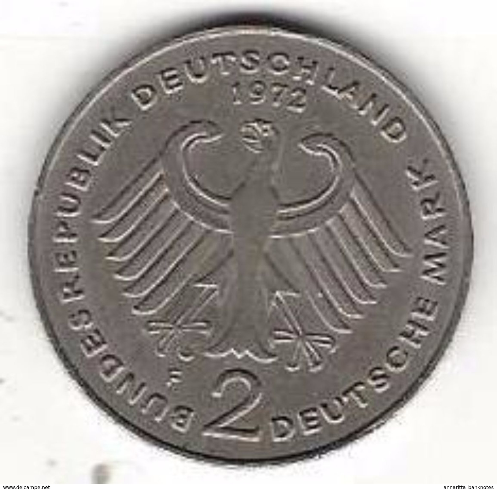 GERMANY 2 MARK 1972 KM# 124 XF  [DE-0124-1972] - 2 Marcos