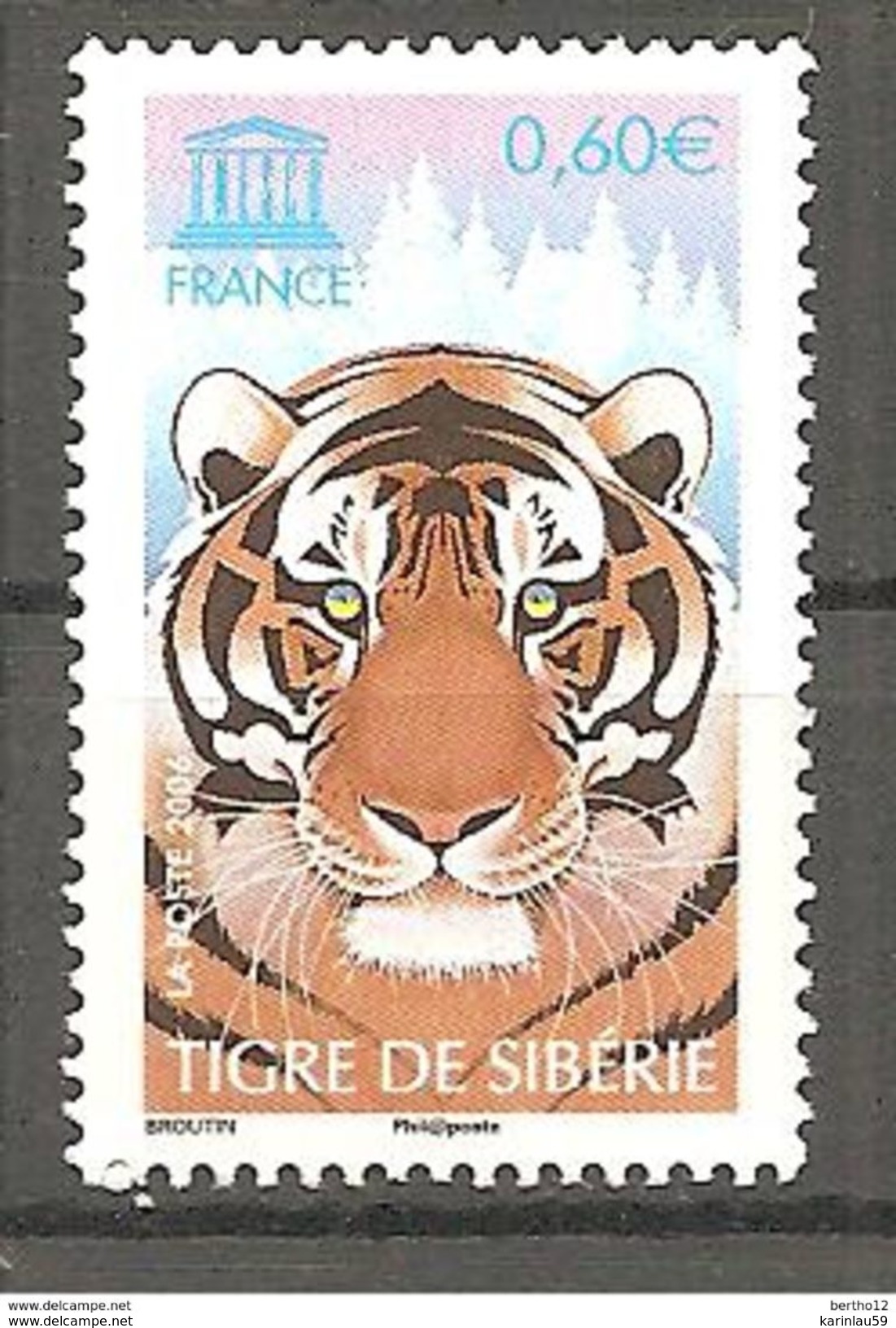 Timbre FRANCE 2006 SERVICE YT N° 134** UNESCO Tigre De Sibérie - Unused Stamps