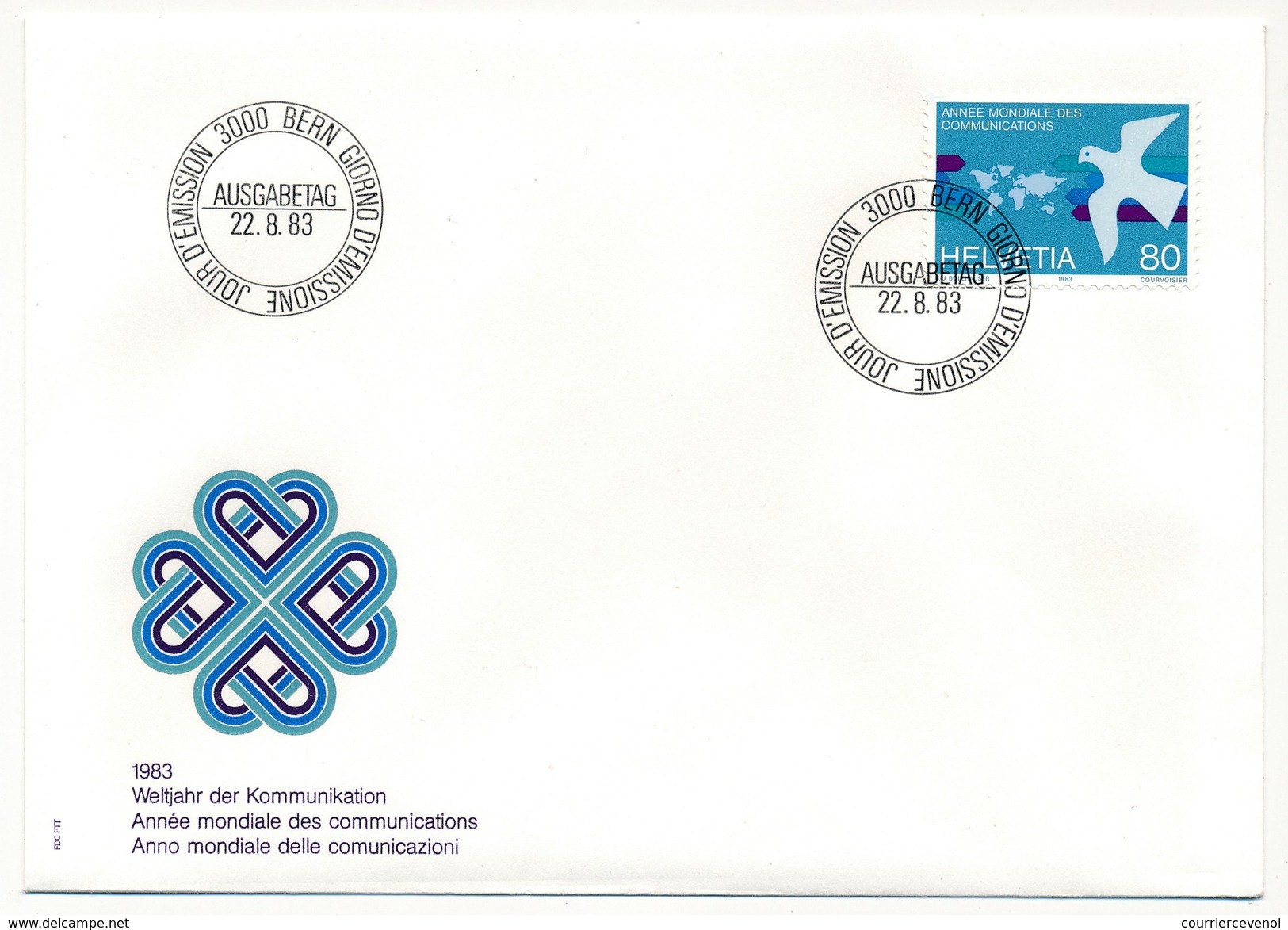 SUISSE - 5 Enveloppes FDC - Timbres-poste Spéciaux 1983 (Martigny, Chiens, Cyclisme, Communications) - Bern - 22/08/1983 - FDC