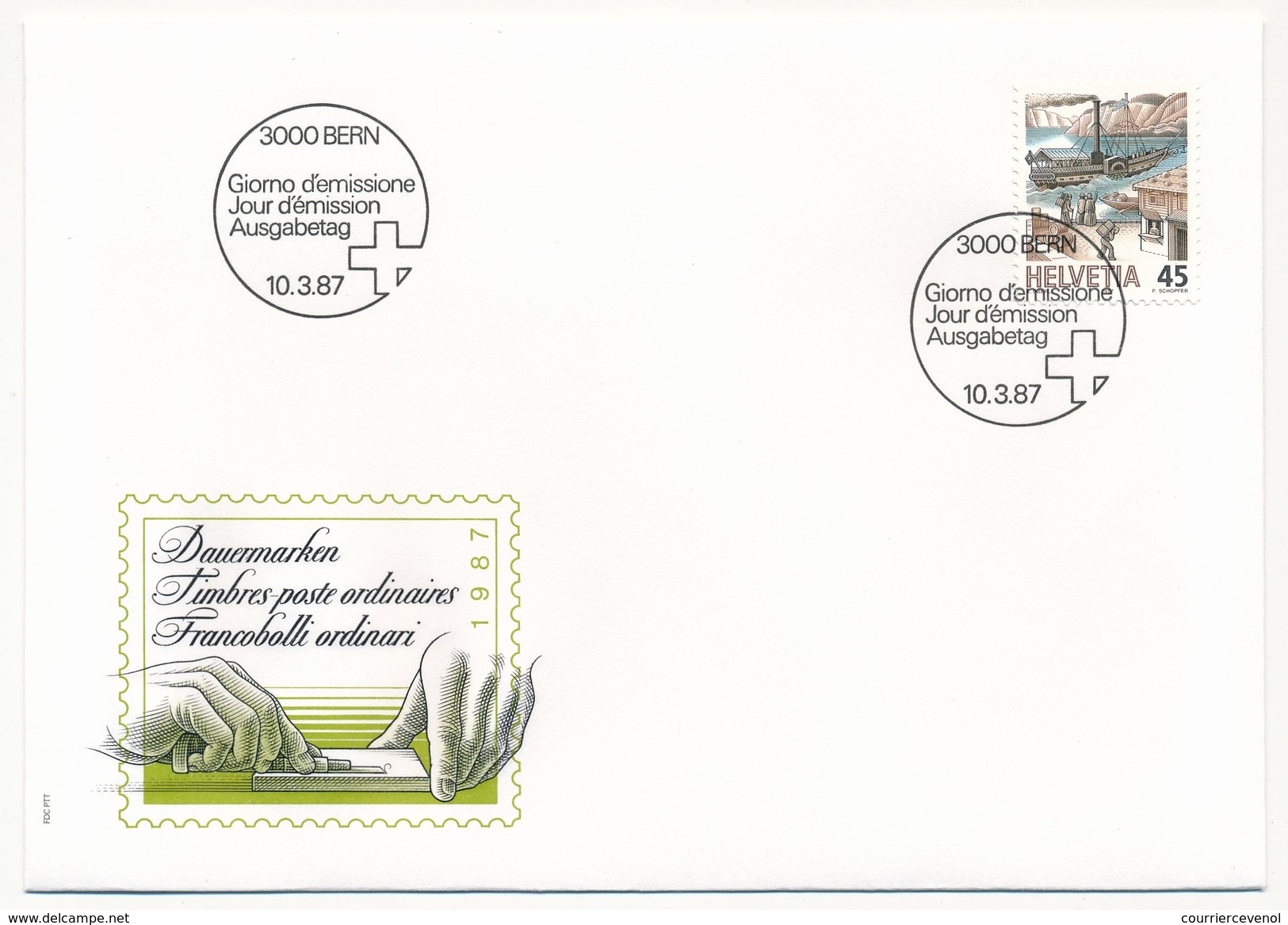 SUISSE - 6 Enveloppes FDC - Timbres Ordinaires 1987 - (Transport Du Courrier) Bern - 10/03/1987 - FDC