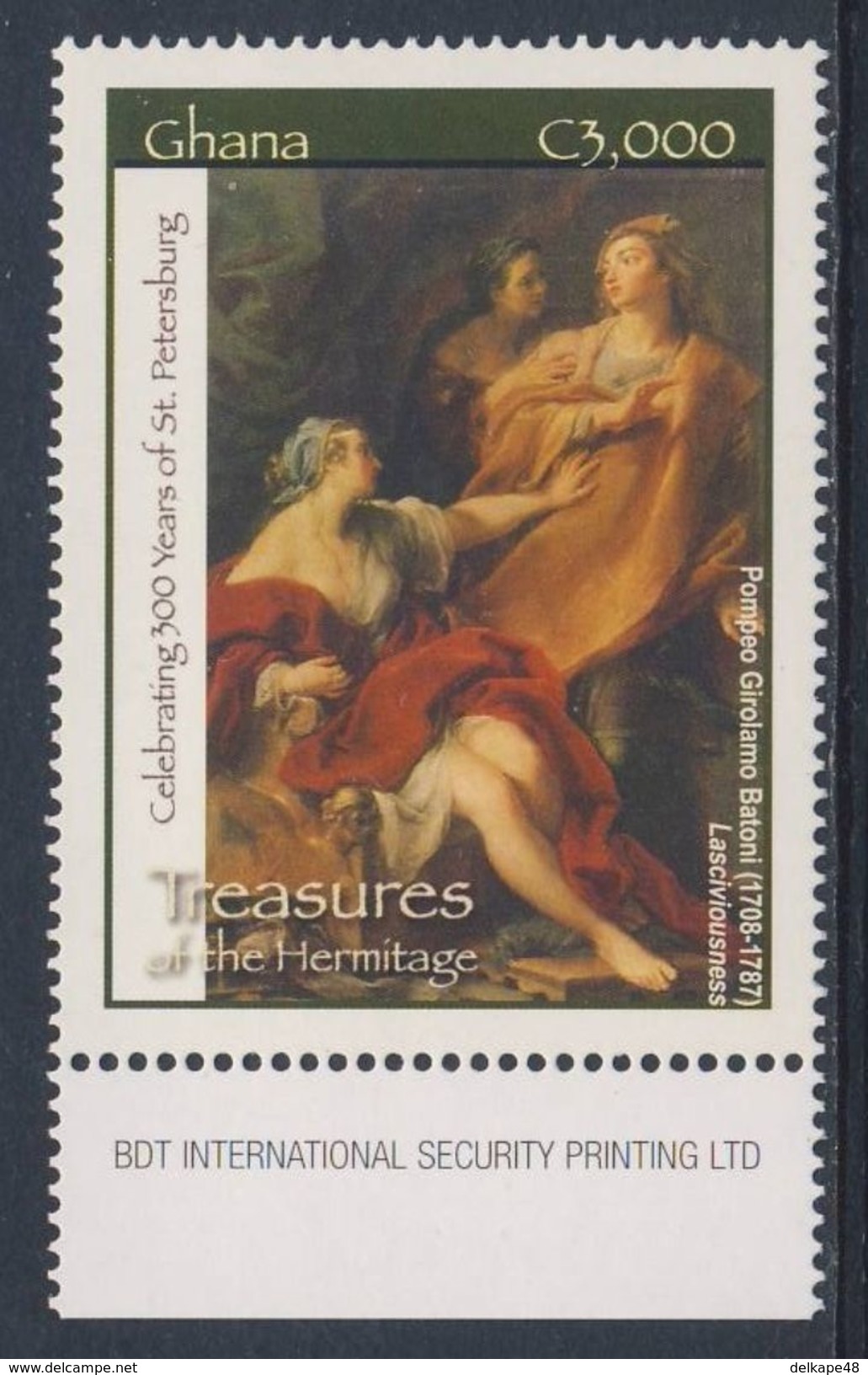 Ghana 2004 Mi 3624 ** &ldquo;Lasciviousness" Painting By Pompeo Girolamo Batoni / Gemälde - Hermitage - Andere & Zonder Classificatie