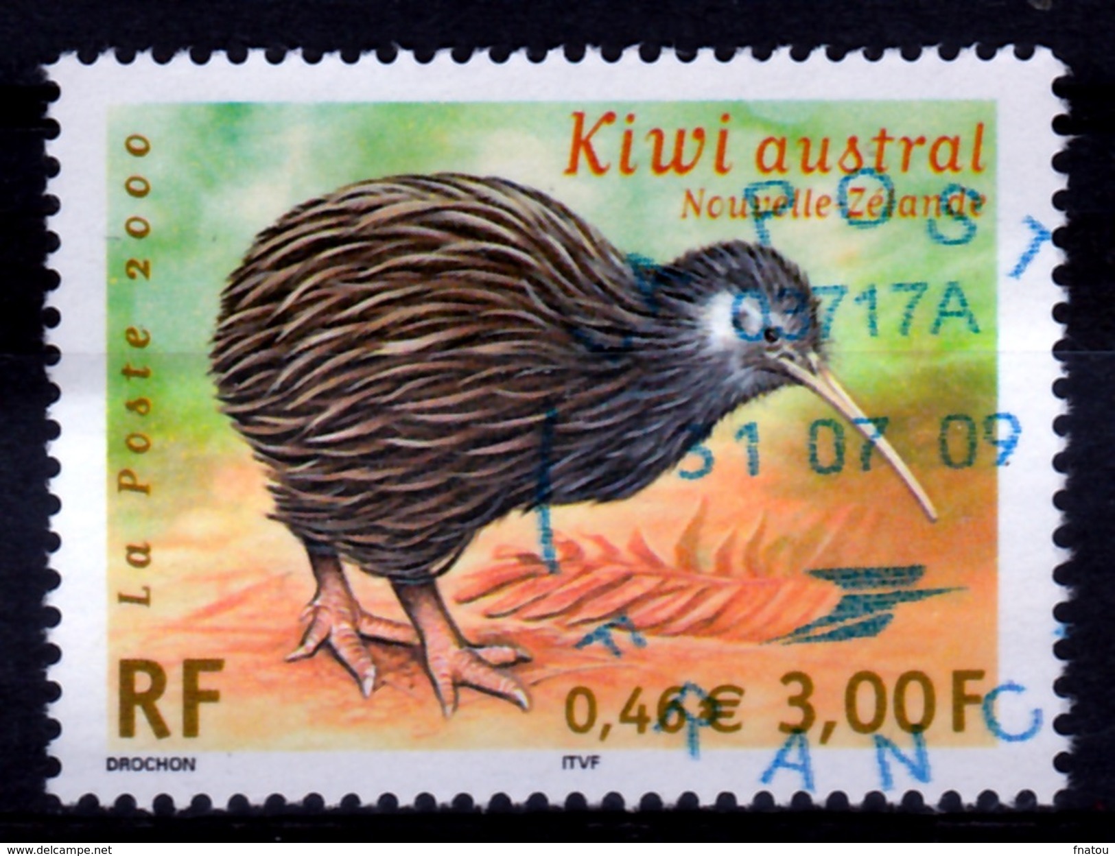 France, Bird, Southern Brown Kiwi, 2000, VFU - Used Stamps