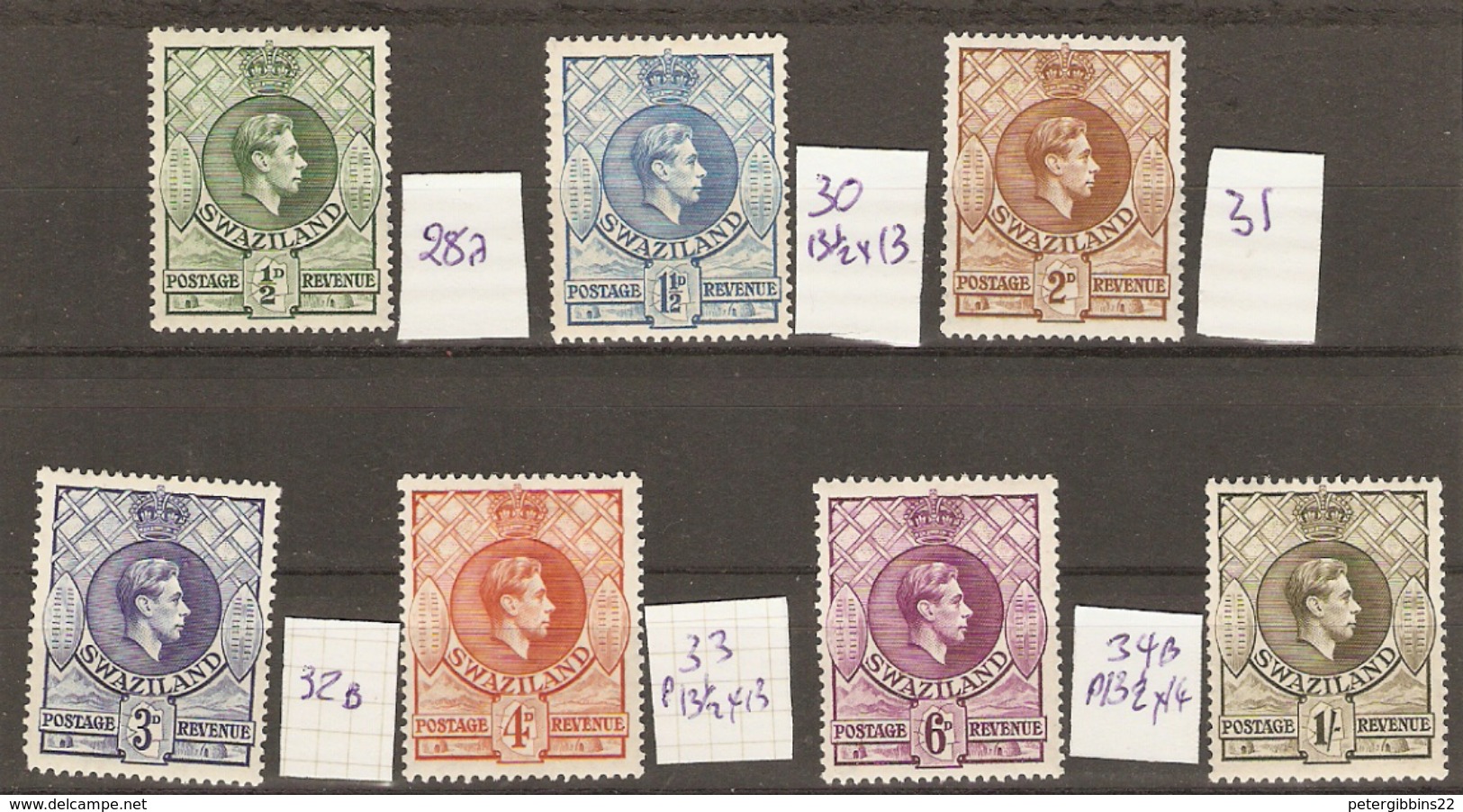 Swaziland 1938 Various Values To 6d  Mounted Mint - Swaziland (...-1967)