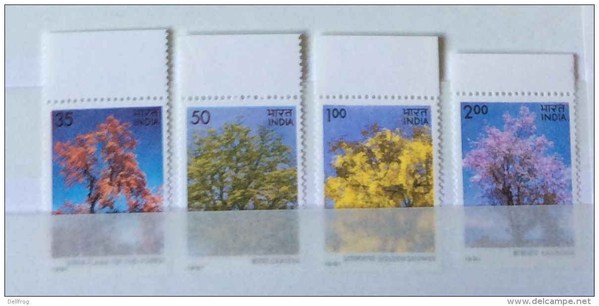 India 1981 FLOWERING TREES SET MNH 1014-7 - Unused Stamps