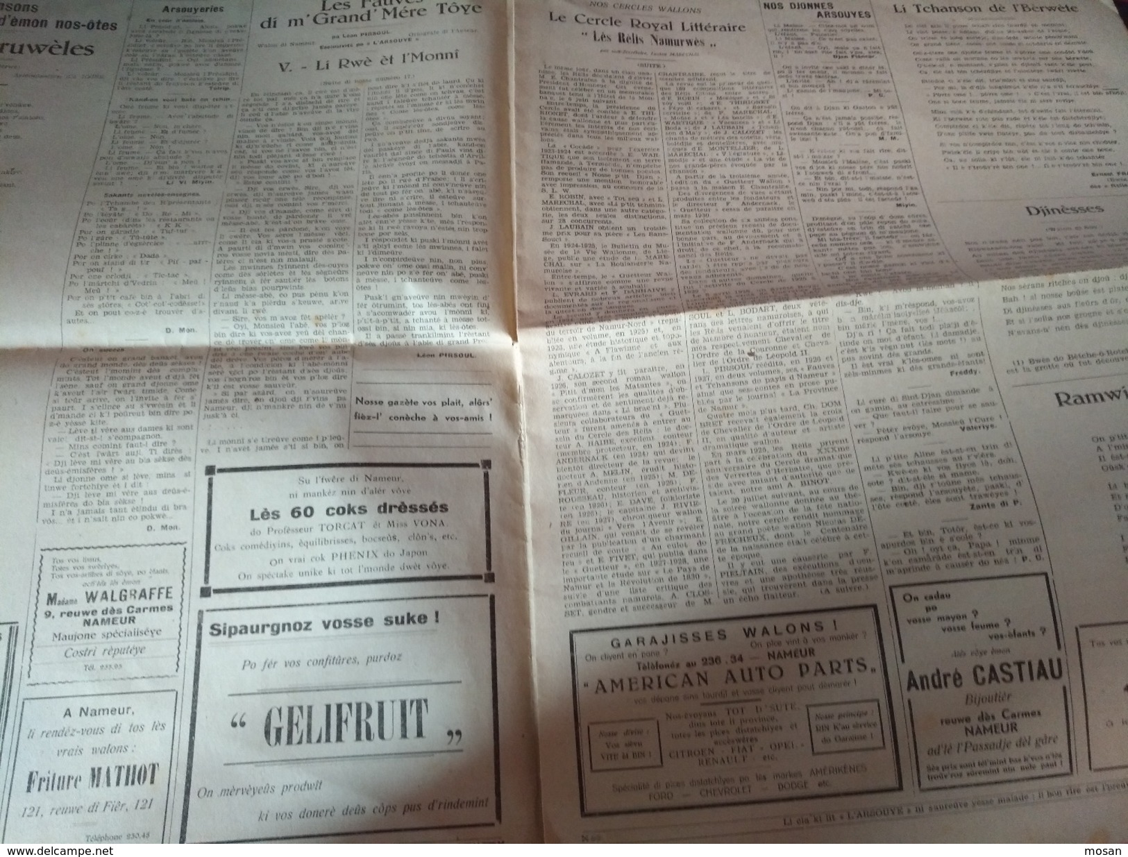 L'Arsouye. Gazette Wallonne De 1946. Casino, Cinéma Eden à Namur. Wépion. Wallonie - Belgique