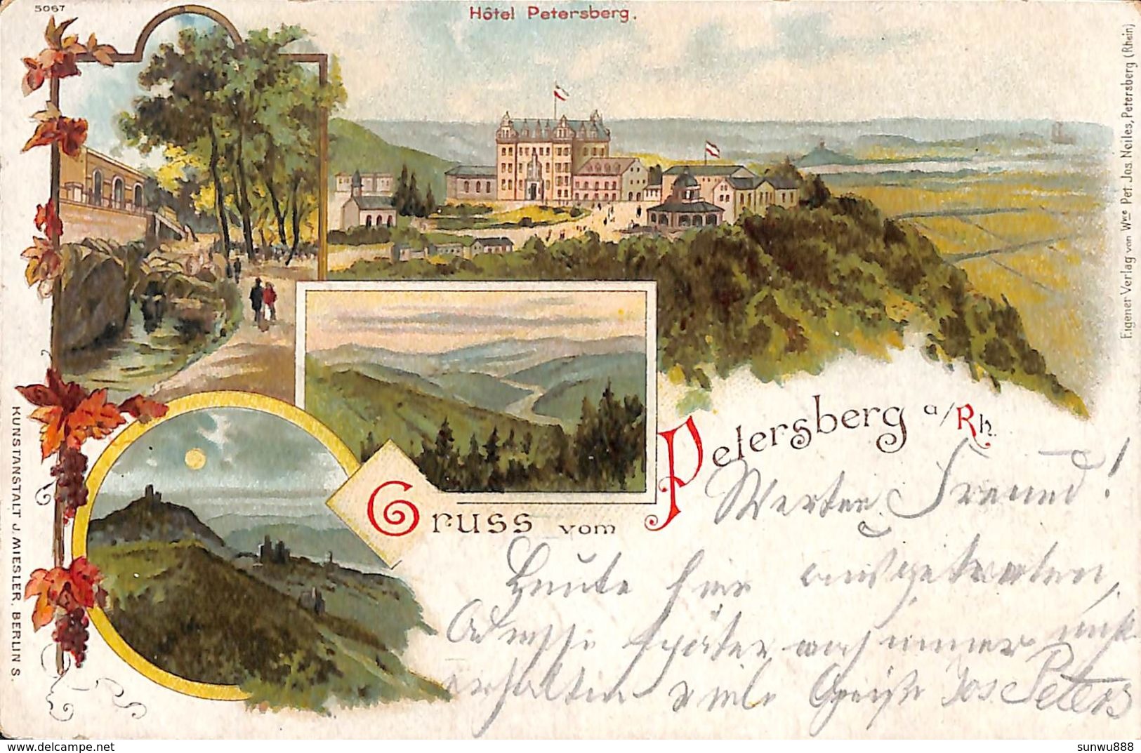 Gruss Vom Petersberg (Litho, Multiviews, Miesler, Hôtel Auf Dem Petersberg, 1899) - Petersberg