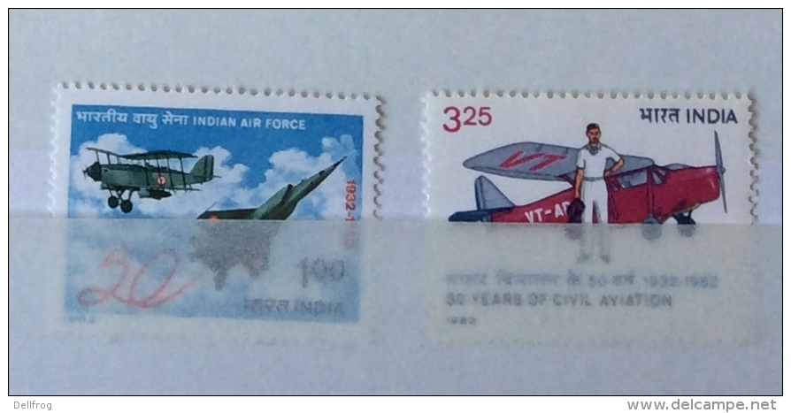 India 1982 SG  1053 Indian An Air Force And 1054 50th Civil Aviation Mvlh - Airplanes