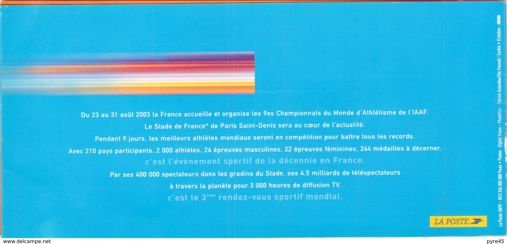 FRANCE FDC DU 19 JUILLET 2003 PARIS CHAMPIONNATS DU MONDE D ATHLETISME - 2000-2009