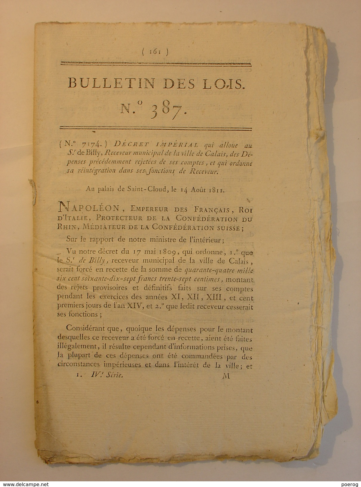 BULLETIN DES LOIS De 1811 - CALAIS MINES DE FER SARRE MOSELLE AMNISTIE BANNISSEMENT HOLLANDE BELGIQUE DROITS D'AUTEURS - Decrees & Laws