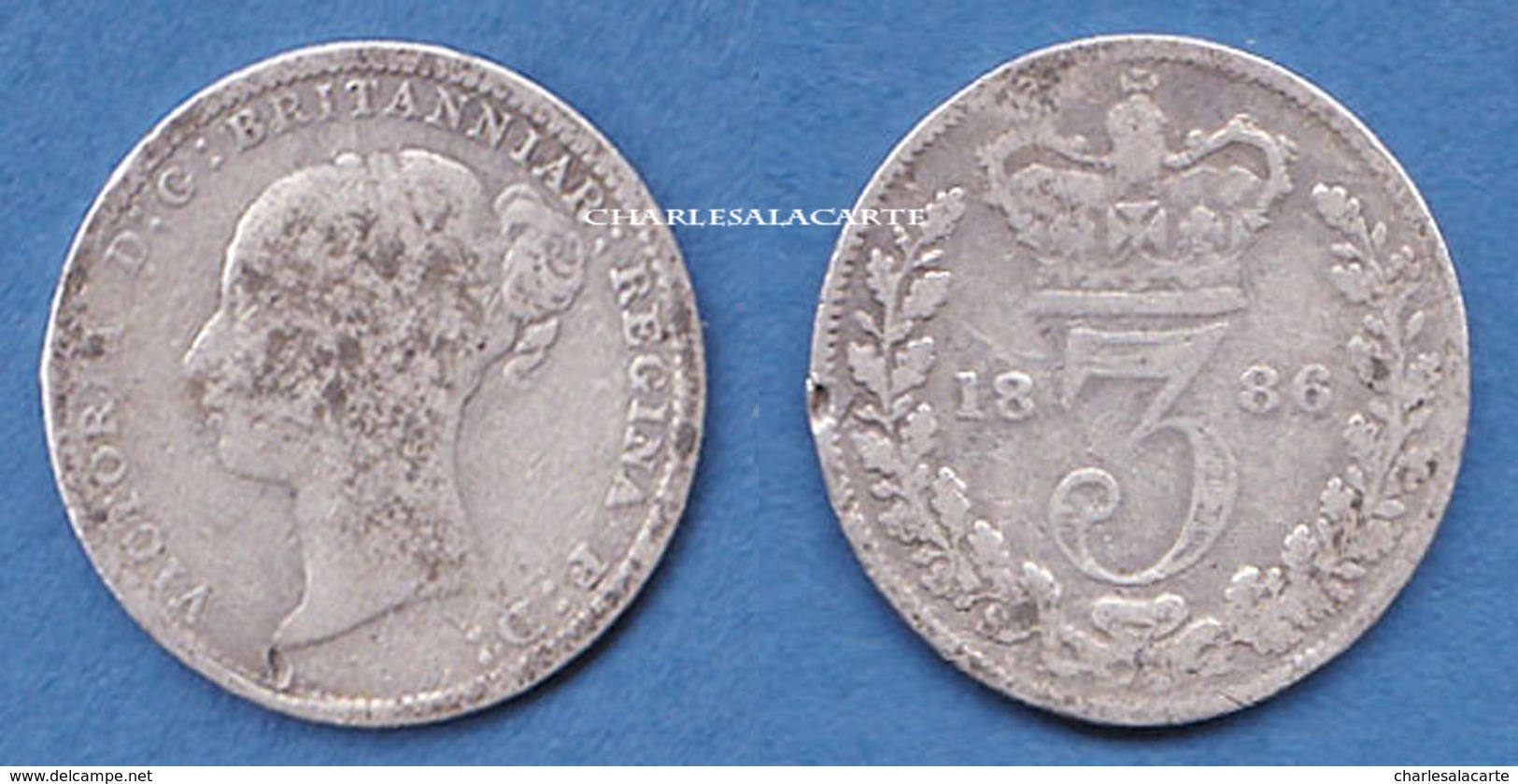 GREAT BRITAIN 1886  VICTORIA  3d. THREE PENCE  SILVER  AVERAGE/GOOD CONDITION - Otros & Sin Clasificación