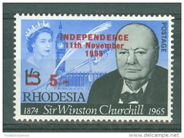 Rhodesia: 1966   Churchill 'Independence' OVPT     SG373     5/- On 1/3d    MNH - Rhodesia (1964-1980)