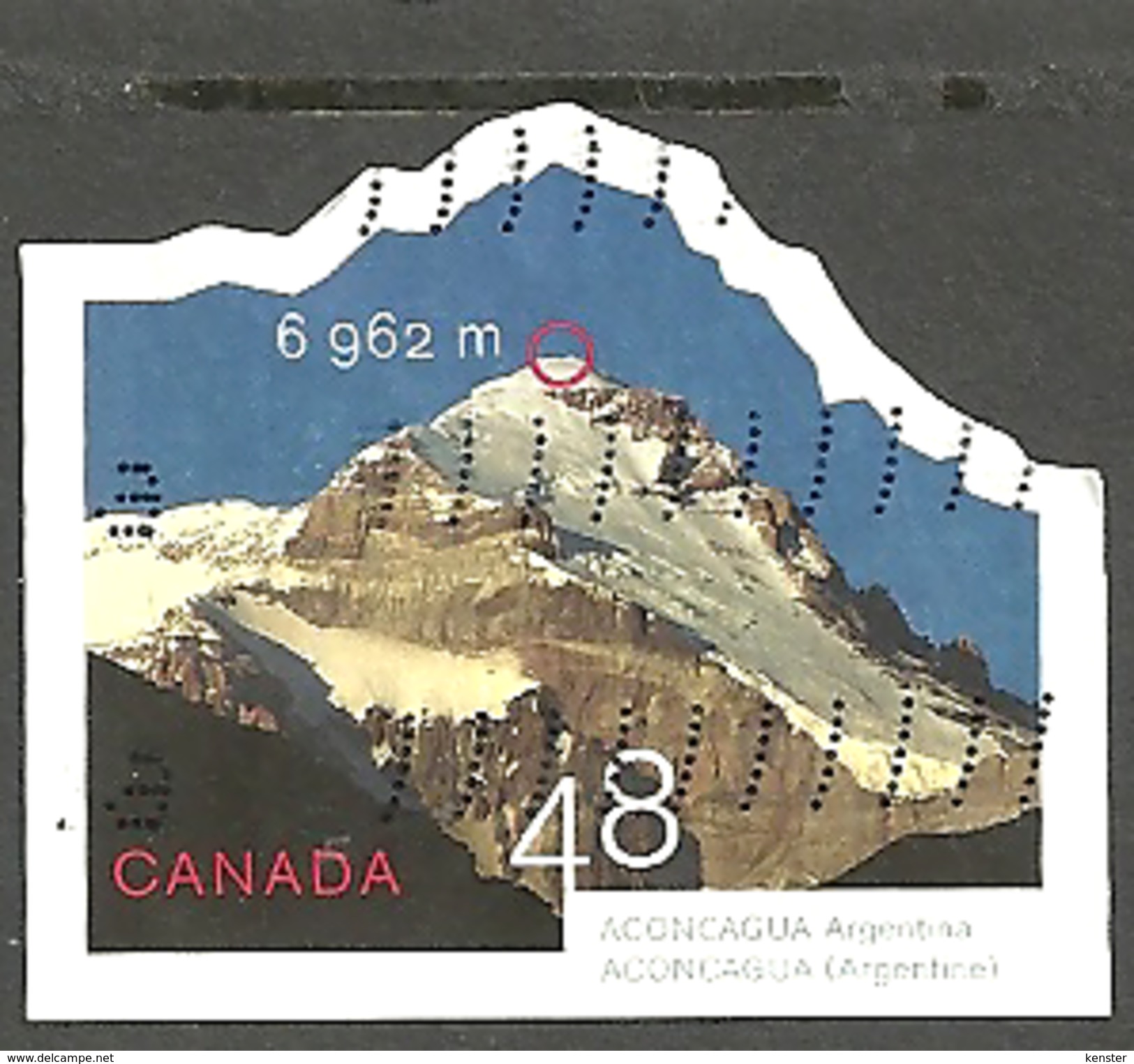 Sc. # 1960g Mountains: Aconcagua, Argentina Die Cut Used  2002 K501 - Used Stamps