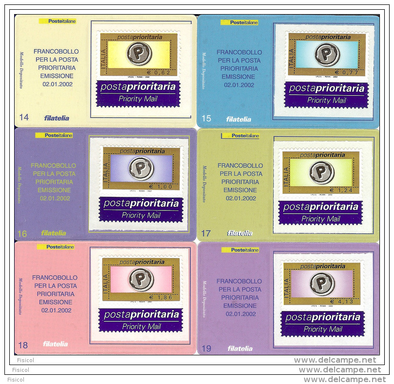 2002 - ITALIA (14-18) - 6 TESSERE FILATELICHE POSTA PRIORITARIA - Tessere Filateliche