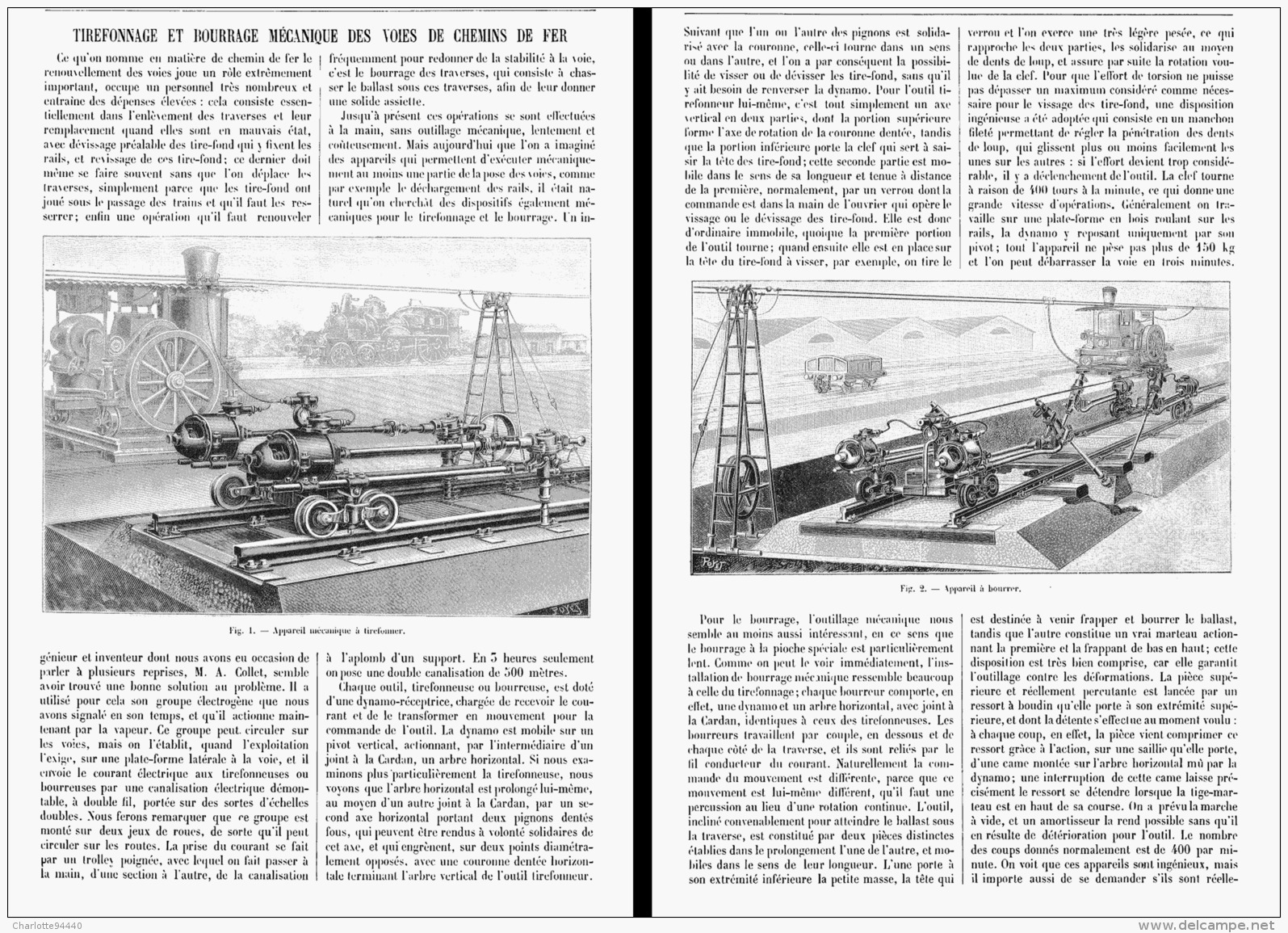 TIREFONNAGE Et BOURRAGE MECANIQUE DES VOIES De CHEMINS De FER   1904 - Chemin De Fer