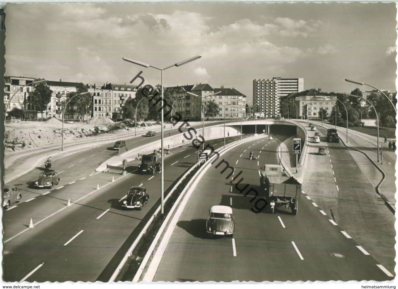 Berlin - Halensee - Stadtautobahn - Foto-Ansichtskarte Grossformat 50er Jahre - Verlag Hans Andres - Halensee