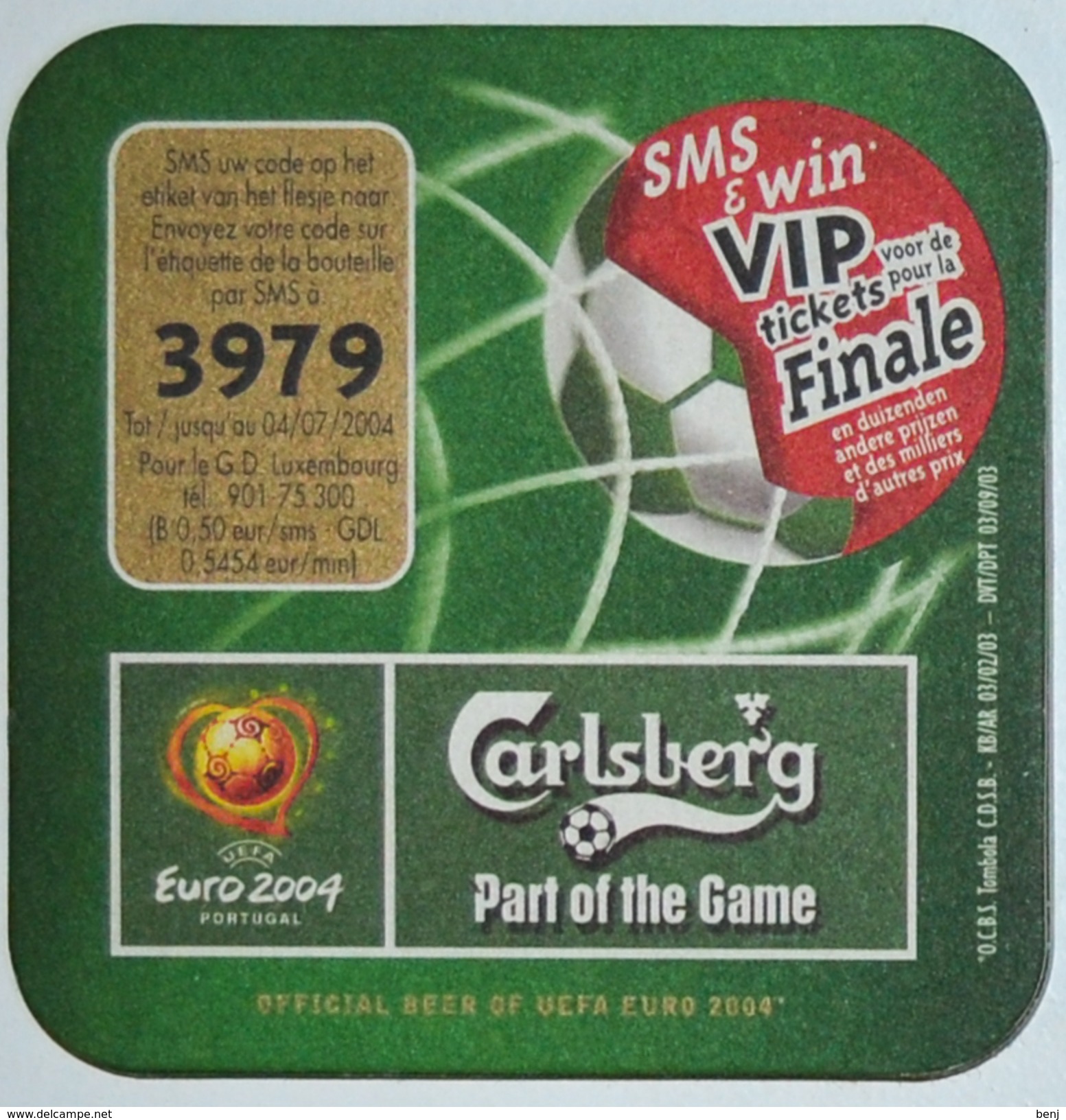 Sous-bock CARLSBERG Part Of The Game UEFA Euro 2004 Portugal (football) Bierdeckel Bierviltje Coaster (CX) - Sous-bocks