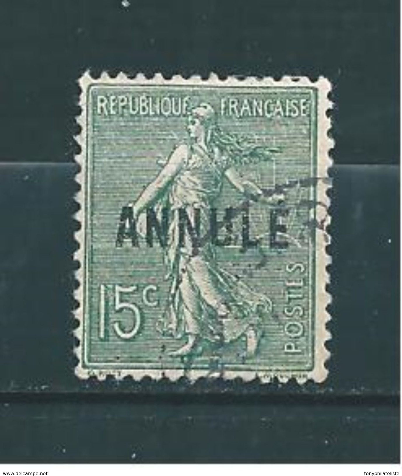 France Type Semeuse 15ct Vert Lignée N°130 (surchargé Annulé)   Oblitéré - Lehrkurse