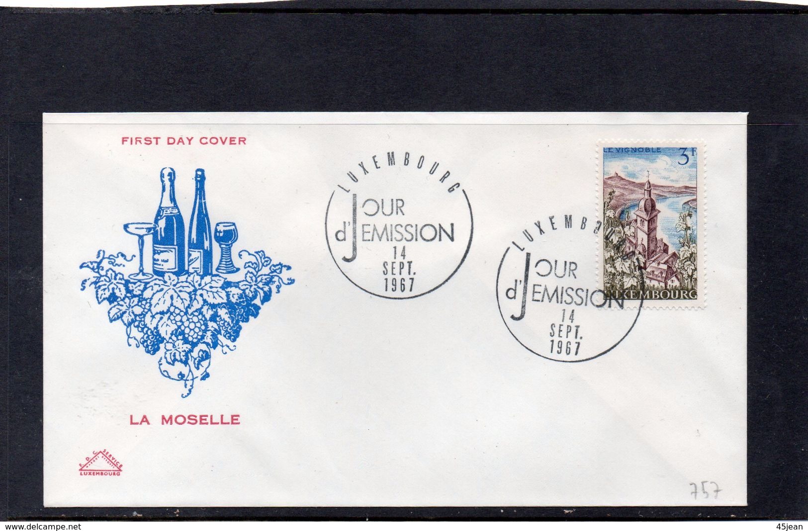 Luxembourg 1967 Belle Fdc La Moselle Thème Boisson Vin Raisin 02232 - FDC