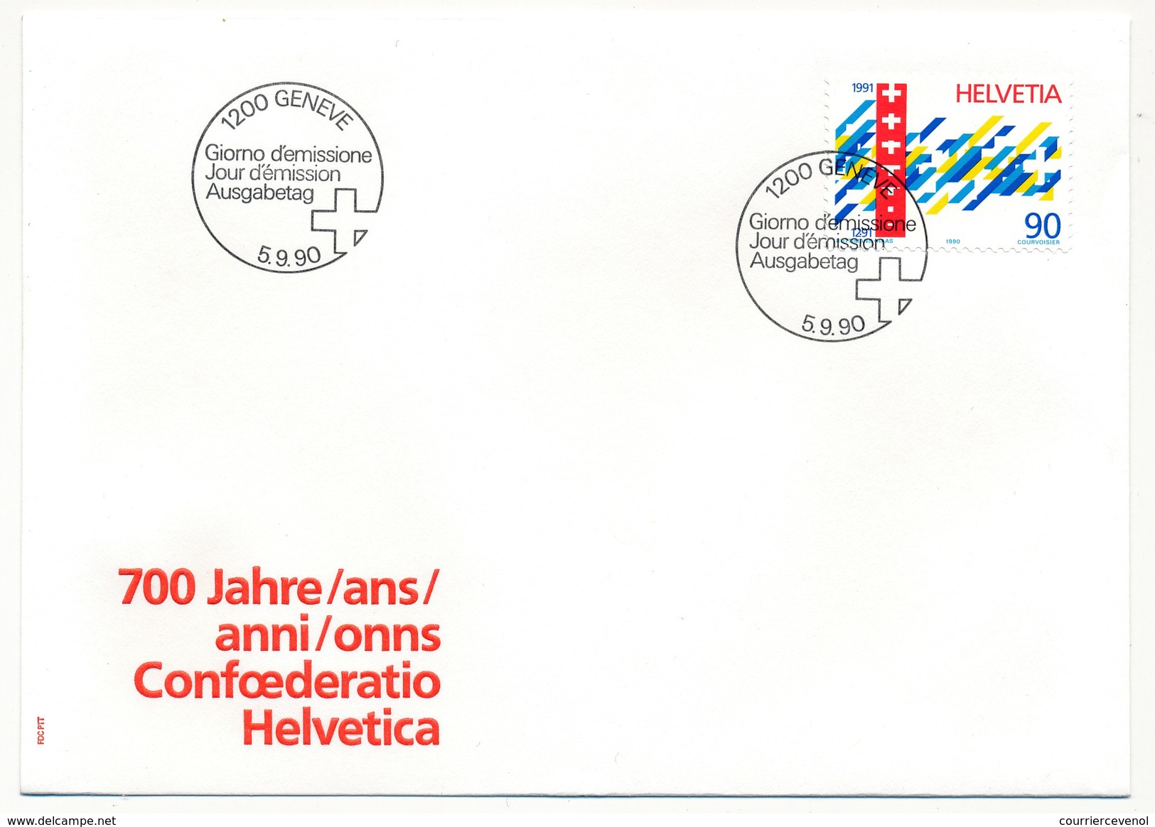 SUISSE -  3 Enveloppes FDC - 700 Ans De La Confédération Helvétique 1990 - Genève 5/09/1990 - FDC