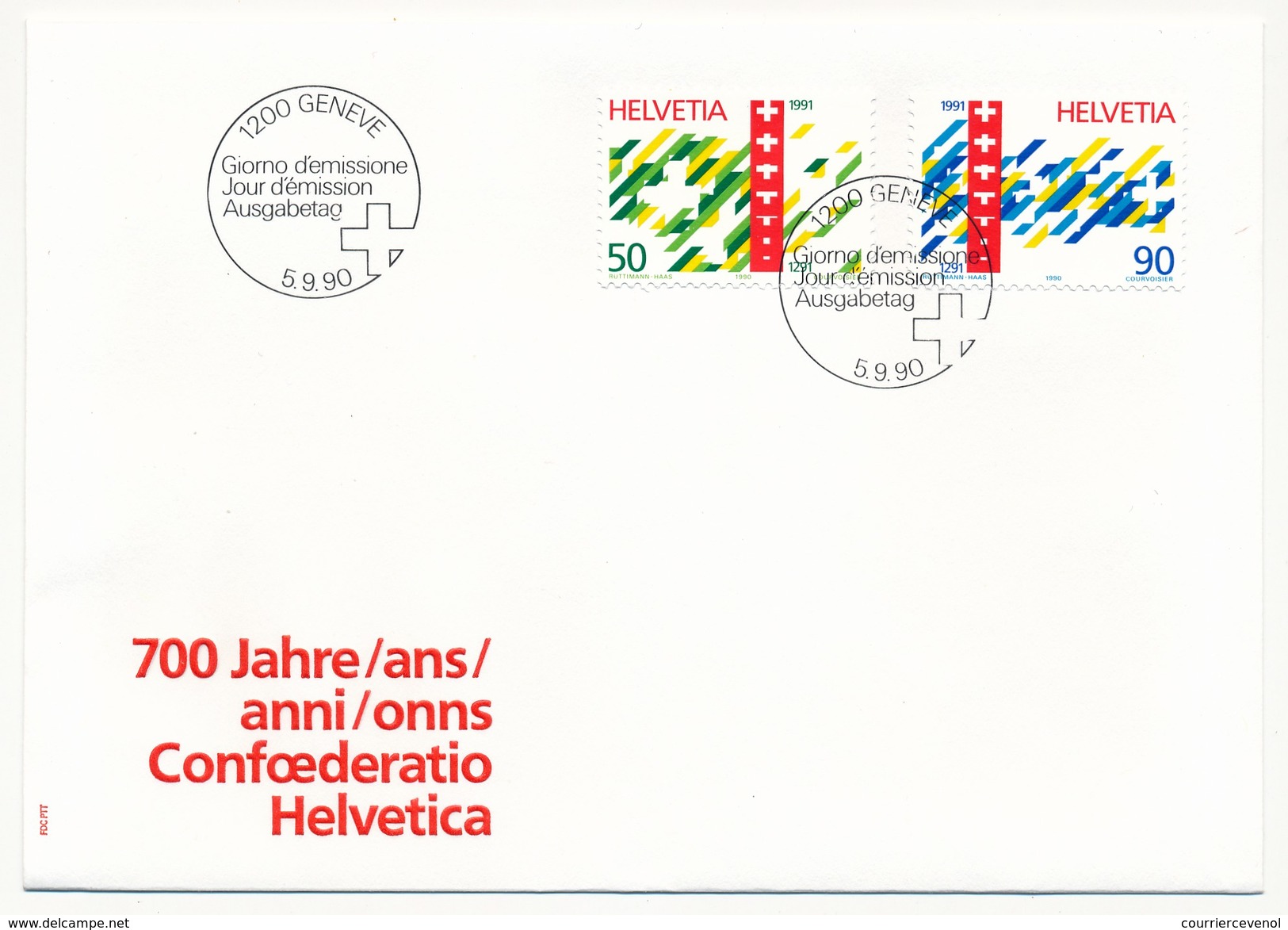 SUISSE -  3 Enveloppes FDC - 700 Ans De La Confédération Helvétique 1990 - Genève 5/09/1990 - FDC