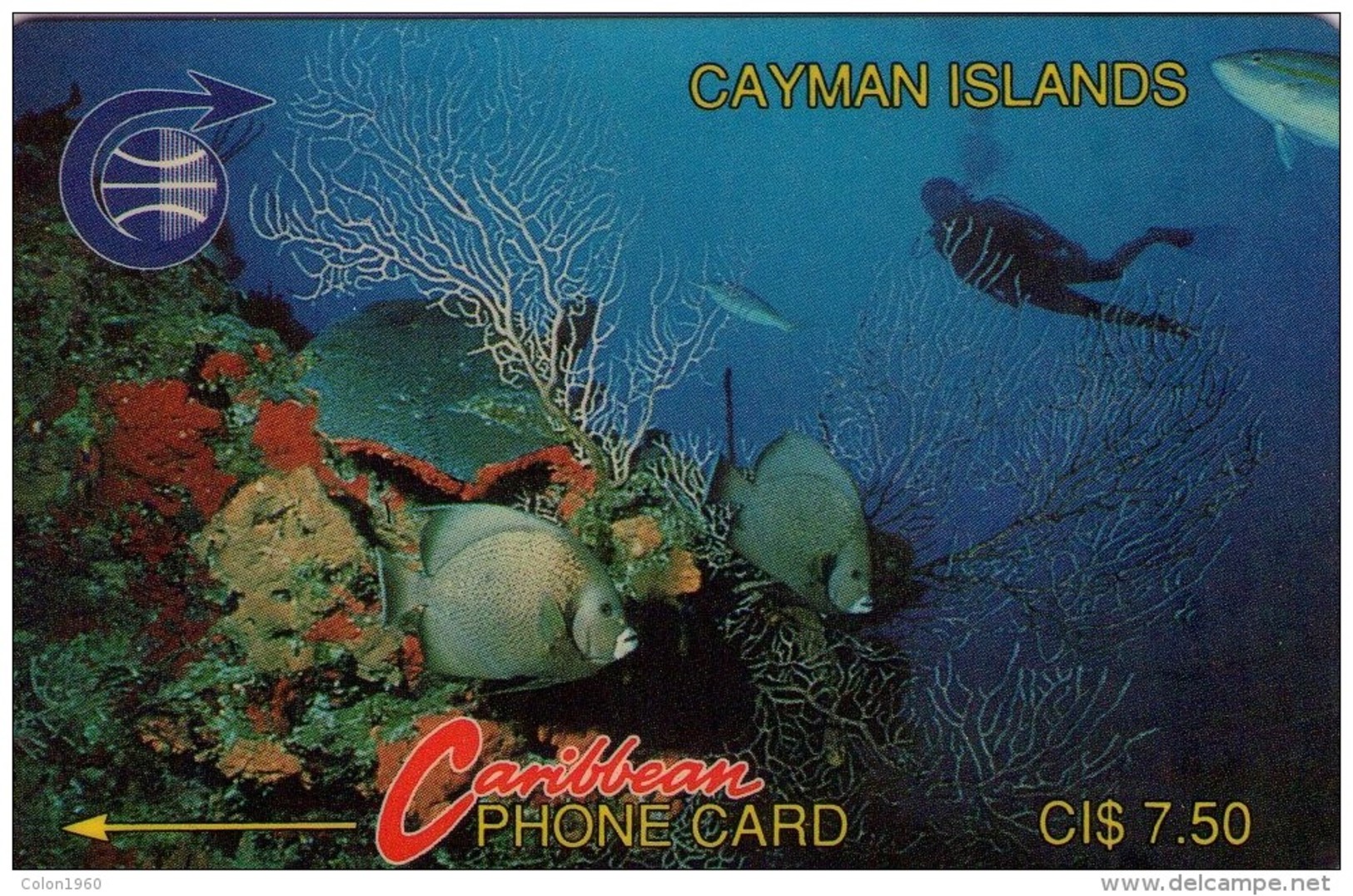 CAYMAN ISLANDS. Diver In Reef (Old Logo). 1991. 56000 Ex. 3CCIA. (913) - Iles Cayman