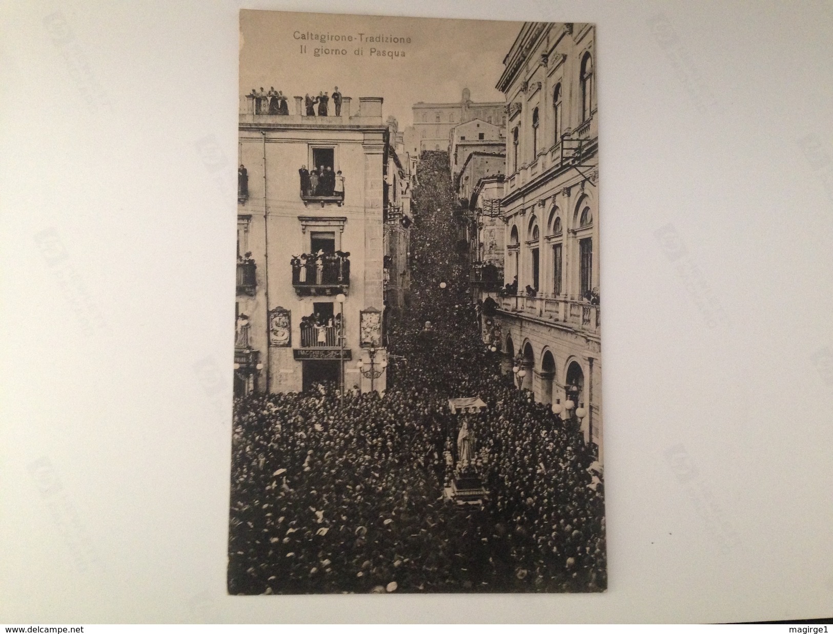 B2955- Caltagirone Tradizione Festa Di Pasqua, Processione Animatissima Viaggiata 1910 - Catania