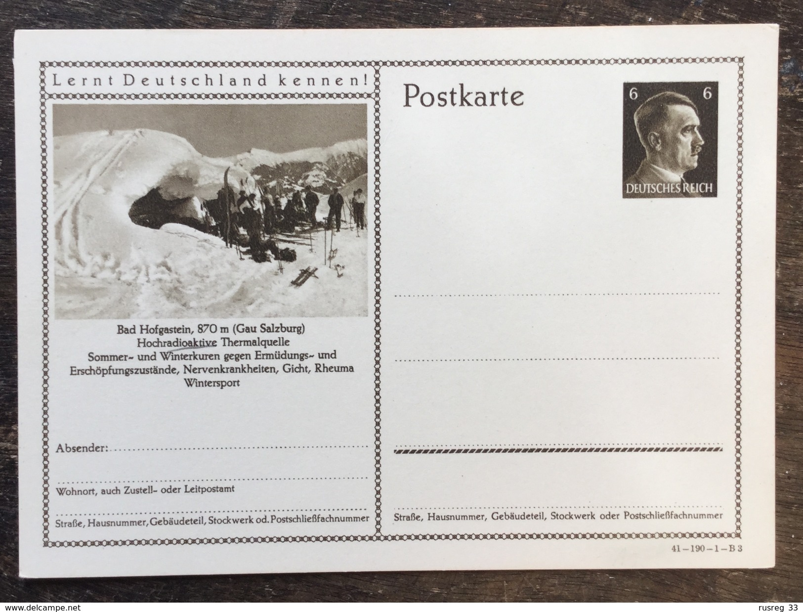 B19 Deutsches Reich Germany Allemagne Ganzsache Stationery Entier Postal P 304 Bad Hofgastein Wintersport - Sonstige & Ohne Zuordnung