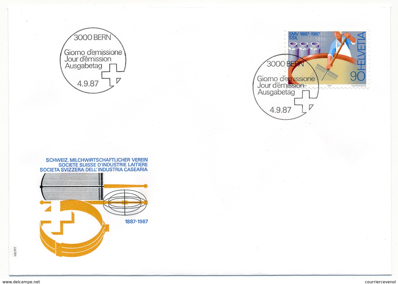 SUISSE - 4 Envel. FDC - Timbres Spéciaux : Maîtres Bouchers, Journées Du Timbre, Industrie Laitière - BERN - 4/09/1987 - FDC