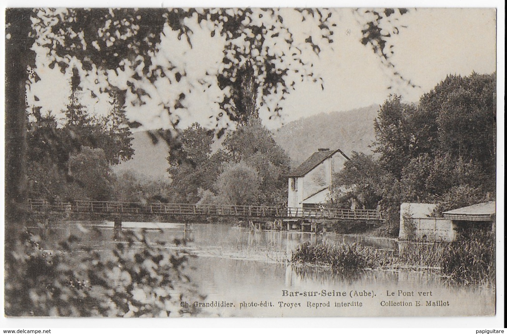 Cpa Bon Etat , Bar-sur-seine , Le Pont Vert , , Carte Rare , Courrier , Cachet Militaire Voir Verso - Bar-sur-Seine