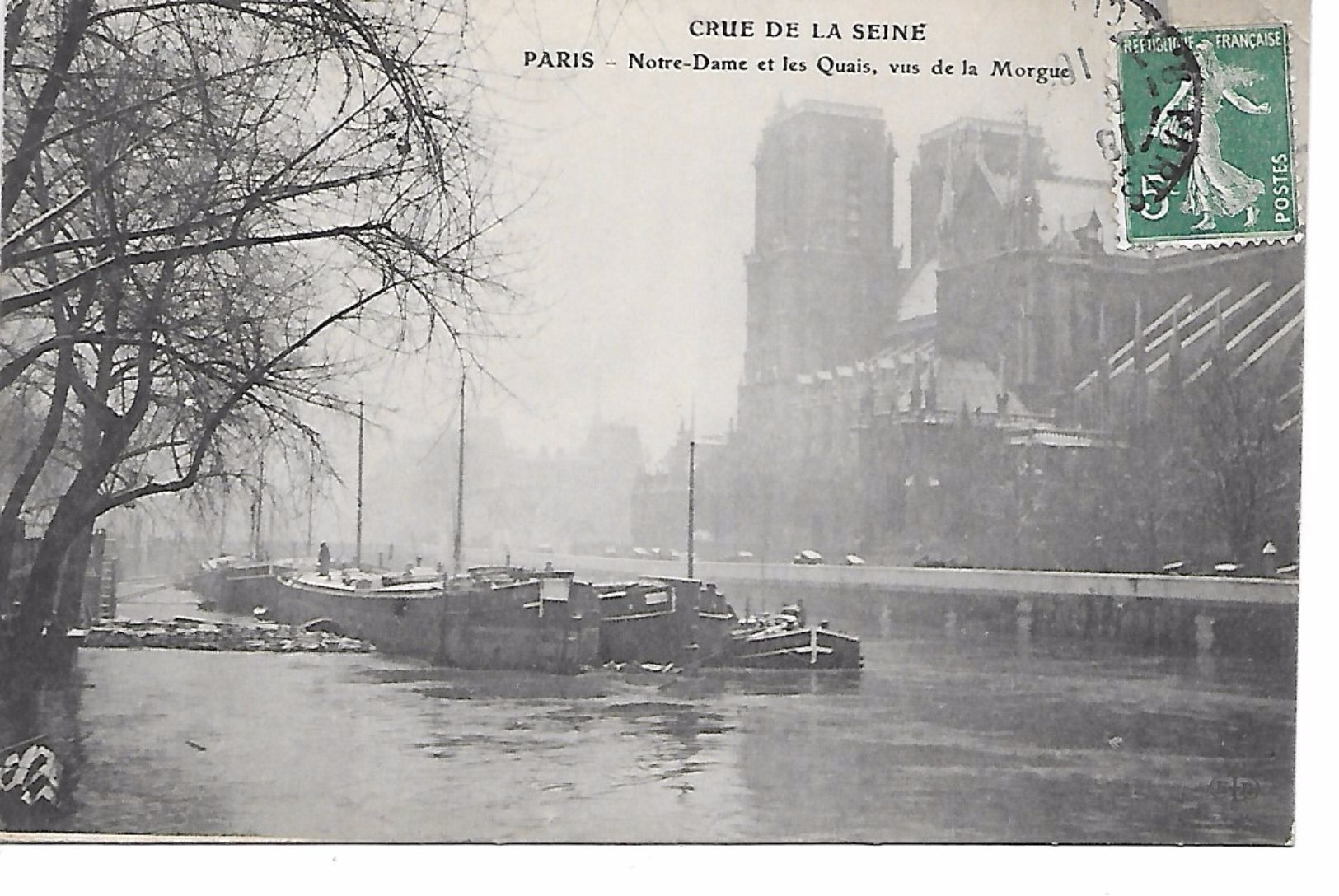 75 PARIS BELLE CPA 1910 "PENICHES "NOTRE DAME ET LES QUAIS VUS DE LA MORGUE" - Hausboote